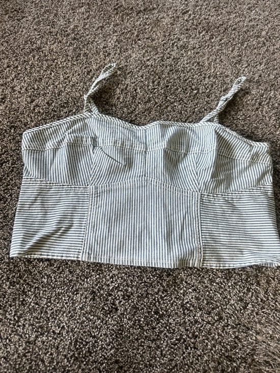 Universal Thread Tops - Universal Thread Blue & White Seamed Bustier Crop Top Western Rodeo 4th of July